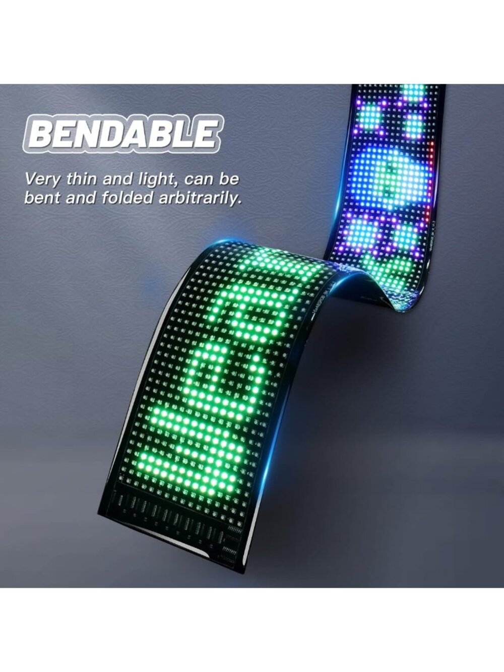 Programmable Bright LED Sign 27''x5'' - Bluetooth App Control, Custom Text - Picture 2 of 6
